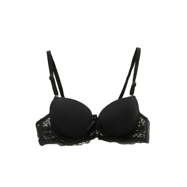 Black Multiway Underwired Push Up Bra with Lace Detail on the Cups Size 36 B